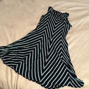 Chelsea & Theodore Black and Blue Striped Midi Dress